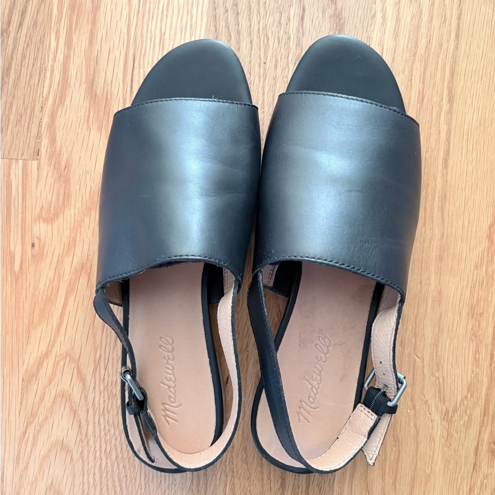 Madewell Black Leather Noelle Open-Toe Sandals